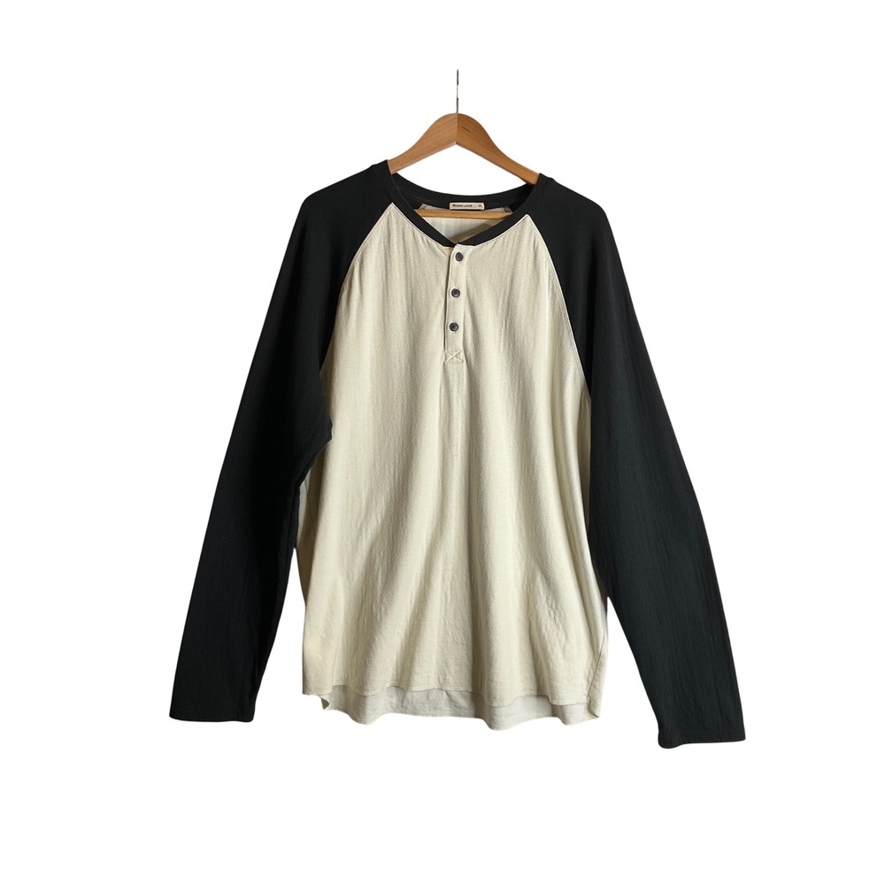 Marine Layer Double Knit Long Sleeve Baseball Henley Shirt Baseball Raglan XL
